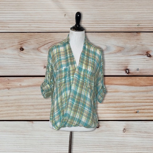Anthropologie Holding Horses Plaid Wrap Top Size 0 - Picture 5 of 11